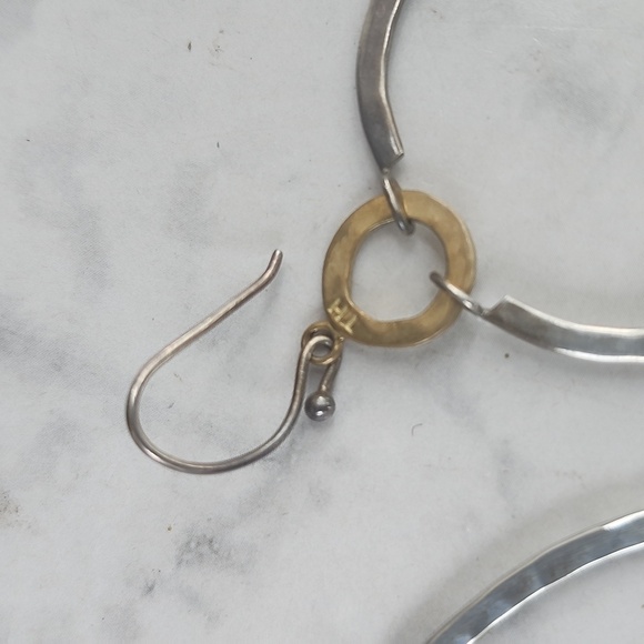 BARSE SILVER DANGLE HOOP EARRINGS - Picture 3 of 6